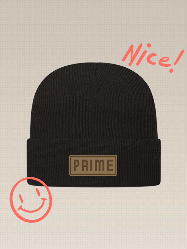 PRIME Leather Patch Beanie – Black