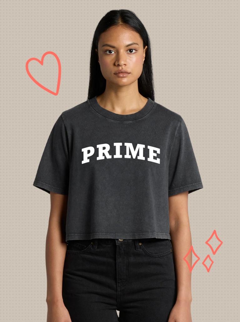 Black/White – Heavy Faded Crop Tee – Women’s