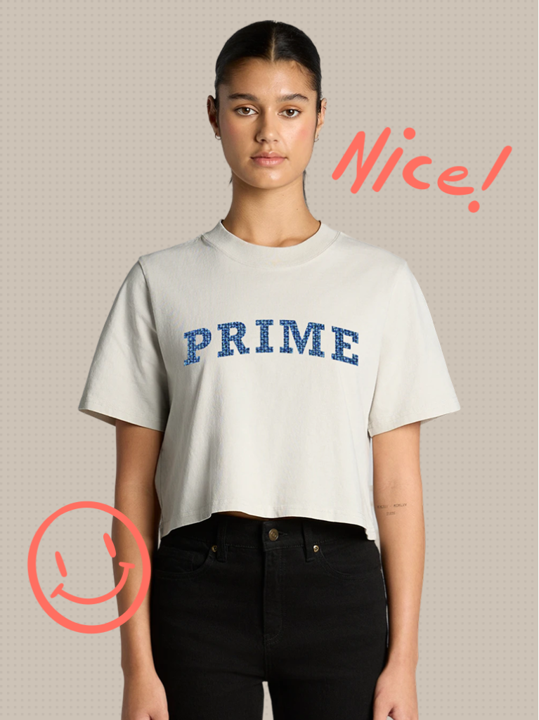 Bone/Denim – Heavy Faded Crop Tee – Women’s